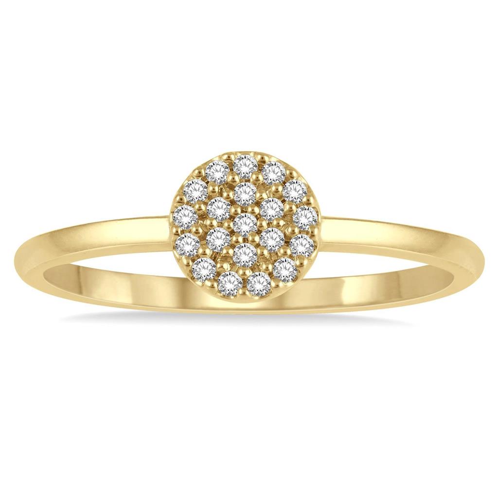 10K Yellow Gold Petite Stackable Circle Diamond Ring