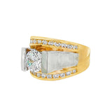 14K White And Yellow Gold Contemporary Round Diamond Engagement Ring