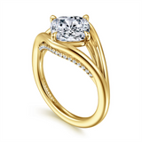 14K Yellow Gold 'Fiori' Split Shank Cushion Natural Diamonds Engagement Ring