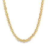 14K Yellow Gold Natural Diamond Milgrain Tennis Necklace