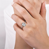 14K White Gold 'Hart' Hidden Halo Emerald Cut Diamond Engagement Ring