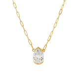 14K Yellow Gold Pear Lab Grown Diamond Solitaire Necklace