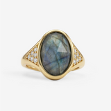 18K Yellow Gold Overlay 'The David' Labradorite Signet Ring
