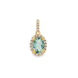 14K Yellow Gold Aquamarine Halo Pendant