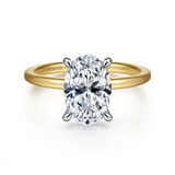 14K Yellow And White Gold 'Cari' Hidden Halo Oval Natural Diamonds Engagement Ring