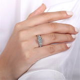 14K White Gold 'Sunday' Three Stone Round Diamond Engagement Ring