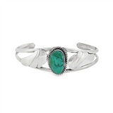 JT ESTATE Sterling Silver Flourished Turquoise Cuff