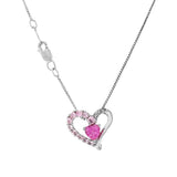JT ESTATE Sterling Silver Amethyst And Pink Lab Sapphire Heart Pendant