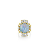 14K Yellow Gold Cabochon Opal Vintage Inspired Ring