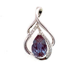 14K White Gold Lab Grown Alexandrite Free Form Pendant