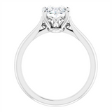 14K White Gold Oval Center Solitaire Engagement Ring