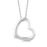 Sterling Silver Natural Diamonds Skewed Heart Pendant