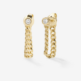 18K Yellow Gold Overlay Cubic Zirconia Soft Chain Hoop Earrings