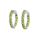 August Birthstone Sterling Silver Peridot Inside Out Earrings