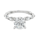 14K White Gold Modern Round Natural Diamonds Engagement Ring
