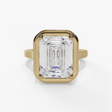 14K Yellow Gold Hidden Halo Emerald Cut Natural Diamonds Engagement Ring