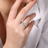 18K White Gold 'Indira' Vintage Round Diamond Engagement Ring