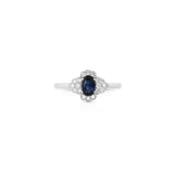 18K White Gold Oval Sapphire Halo Ring