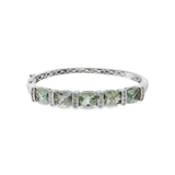 JT ESTATE Sterling Silver Green Quartz Bangle Bracelet