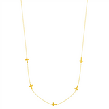 14K Yellow Gold Sidways Cross Station Necklace