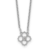 Sterling Silver Natural Diamond Beaded Clover Necklace