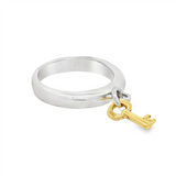 JT ESTATE  Sterling Silver And 18K Yellow Gold Accent Tiffany & Co. Key Dangle Ring
