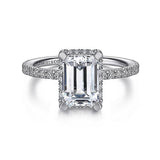 14K White Gold 'Hart' Hidden Halo Emerald Cut Diamond Engagement Ring