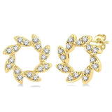 10K Yellow Gold Petite Flower Diamond Earrings