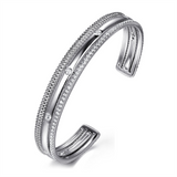 Sterling Silver Bujukan White Sapphires Cuff Bracelet