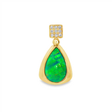 14K Yellow Gold Crystal Opal Inlay And Diamond Teardrop Pendant