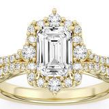 14K Yellow Gold 2.10Ct Emerald Cut Lab Grown Diamonds Split Shank Engagement Ring