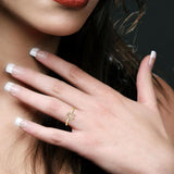 10K Yellow Gold Horse Shoe Natural Diamonds Ring
