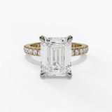 14K Yellow And White Gold Hidden Halo Radiant Natural Diamond Engagement Ring