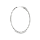 14K White Gold 35Mm Oval Inside Out Lab Grown Diamonds Hoop Earrings