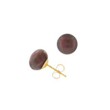 JT ESTATE 14K Yellow Gold Dyed Brown Button Pearl Studs
