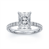 14K White Gold 3.09Ct Radiant Lab Grown Diamonds Hidden Halo Engagement Ring