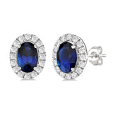 14K White Gold Sapphires Halo Earrings