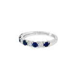 14K White Gold Round Sapphire And Diamond Band