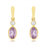 14K Yellow Gold Amethysts Dangle Earrings