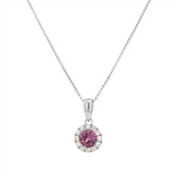 June Birthstone Pendant: Sterling Silver Lab Grown Alexandrite Halo Pendant Necklace