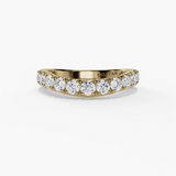14K Yellow Gold Curved Natural Diamonds Band