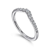 14K White Gold Curved Natural Diamonds Band
