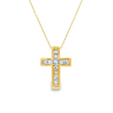 14K Yellow Gold Natural Diamonds Cross Pendant
