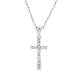 JT ESTATE 14K White Gold Cross Diamond Pendant Necklace