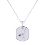 Sterling Silver Cancer Ruby And Diamond Constellation Tag Pendant Necklace