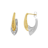 JT ESTATE 14K Yellow And White Gold Sharp Hook Natural Diamond Hoops