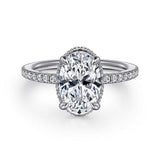 14K White Gold 'Allesia' Hidden Halo Oval Diamond Engagement Ring
