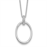 Sterling Silver Natural Diamonds Oval Pendant