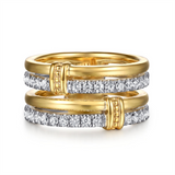 14K Yellow And White Gold Easy Stackable Diamond Ring