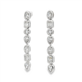 14K White Gold Dangle Natural Diamonds Earrings